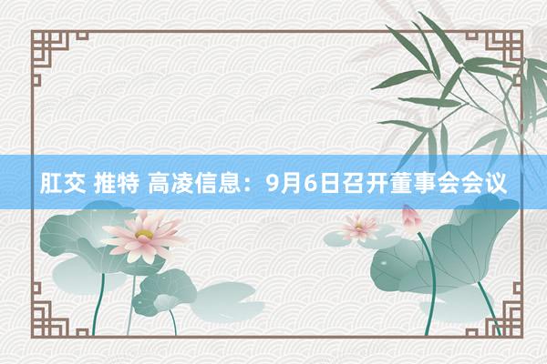 肛交 推特 高凌信息：9月6日召开董事会会议