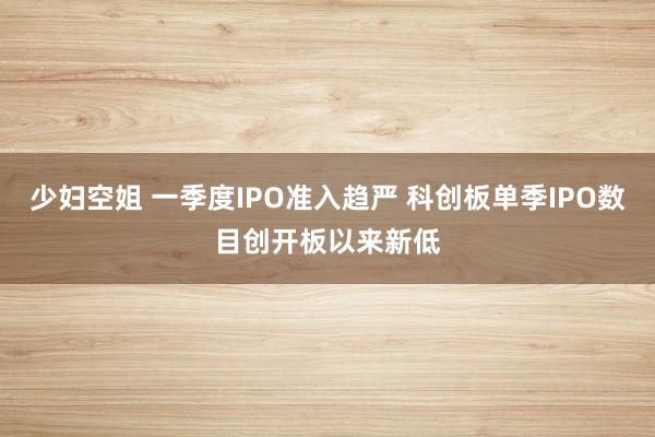 少妇空姐 一季度IPO准入趋严 科创板单季IPO数目创开板以来新低